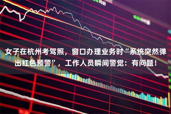 女子在杭州考驾照，窗口办理业务时“系统突然弹出红色预警”，工作人员瞬间警觉：有问题！