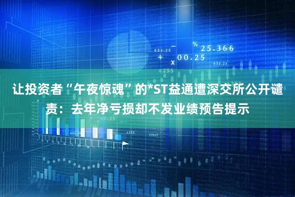 让投资者“午夜惊魂”的*ST益通遭深交所公开谴责：去年净亏损却不发业绩预告提示